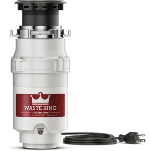 imageWaste King Garbage Disposal for Kitchen Sink with Power Cord Compact Food Waste Disposer L11113 HP  Continuous Feed